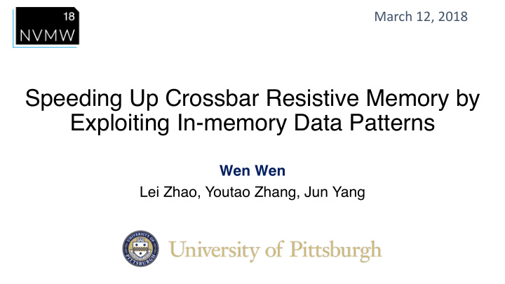speeding up crossbar resistive memory by exploiting in