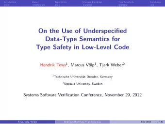 On the Use of Underspecified  Data-Type Semantics for  Type Safety in Low-Level Code Hendrik Tews 1