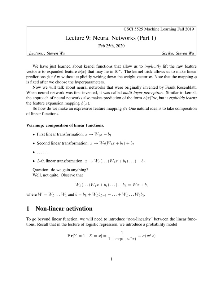 lecture 9 neural networks part 1