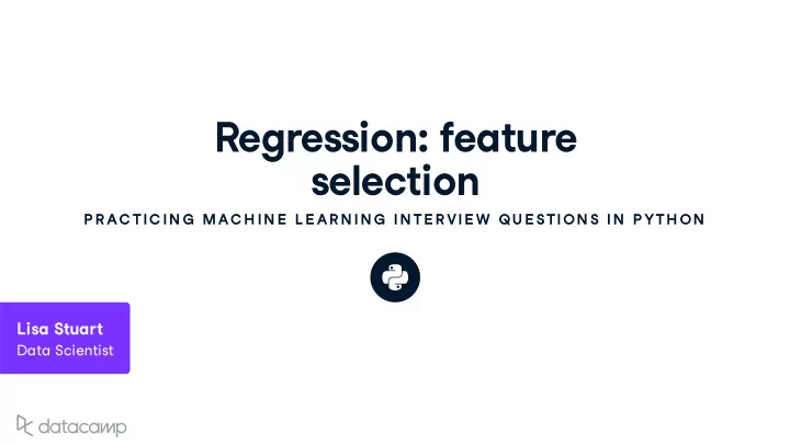 regression feat u re selection
