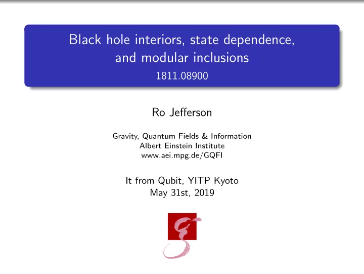 black hole interiors state dependence and modular