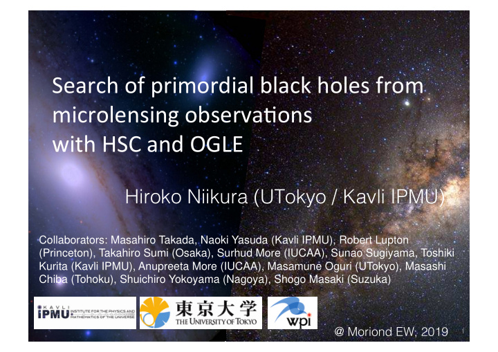 search of primordial black holes from microlensing