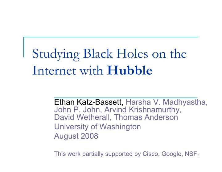 studying black holes on the internet with hubble