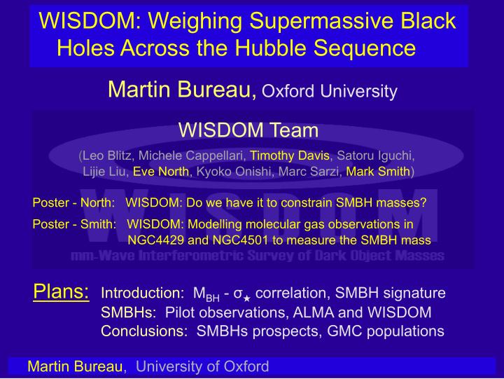 wisdom weighing supermassive black holes across the
