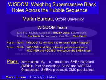 WISDOM: Weighing Supermassive Black  Holes Across the Hubble Sequence Martin Bureau, Oxford