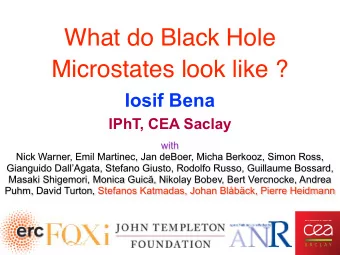 What do Black Hole  Microstates look like ?  Iosif Bena  IPhT, CEA Saclay  with Nick Warner, Emil