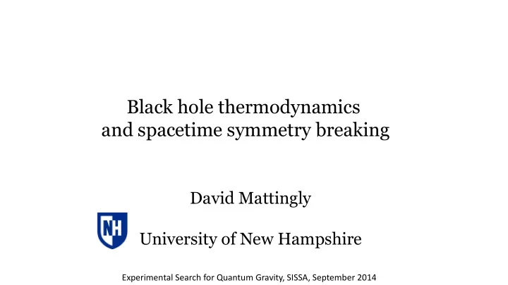 black hole thermodynamics