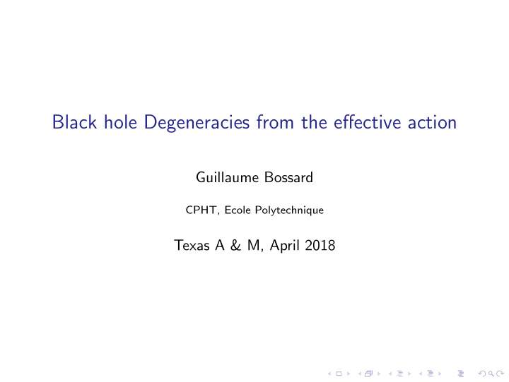 black hole degeneracies from the effective action