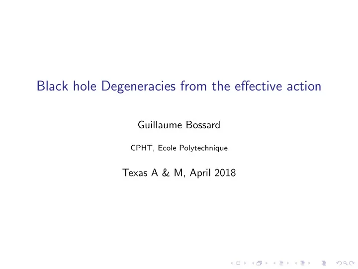 black hole degeneracies from the effective action