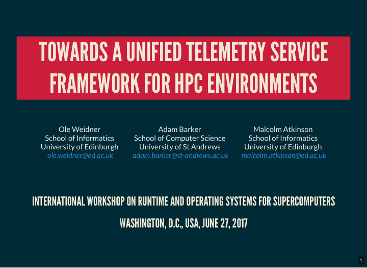 towards a unified telemetry service framework for hpc