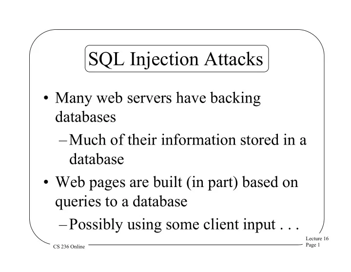 sql injection attacks
