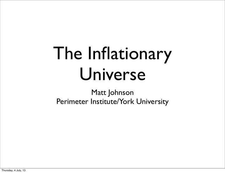 the inflationary universe