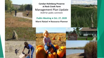 Management Plan Update  Draft for public comment Public Meeting  Oct. 27, 2020 Marni Ratzel