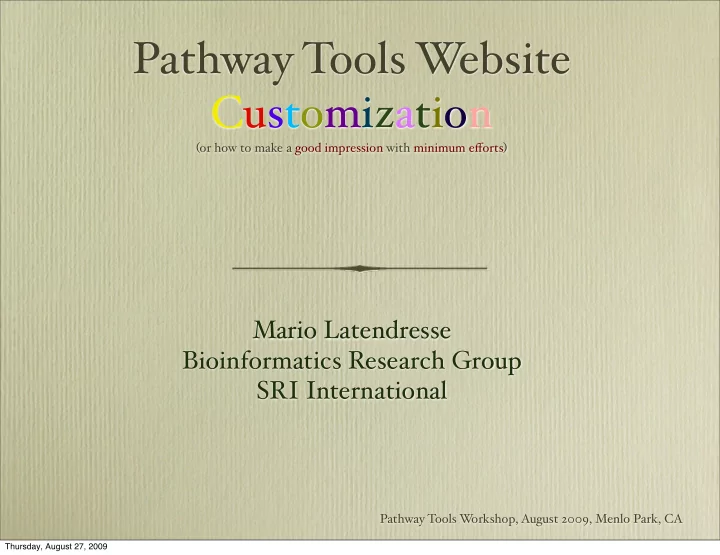 pathway tools w ebsite customization