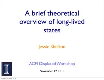 A brief theoretical  overview of long-lived  states  Jessie Shelton  ACFI Displaced Workshop