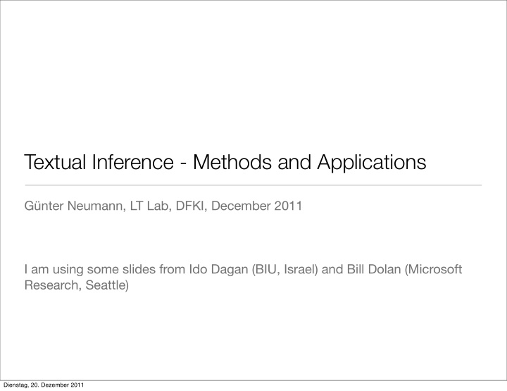 textual inference methods and applications