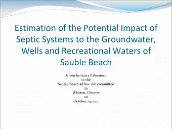 Estimation of the Potential Impact of  Septic Systems to the Groundwater,  Wells and Recreational