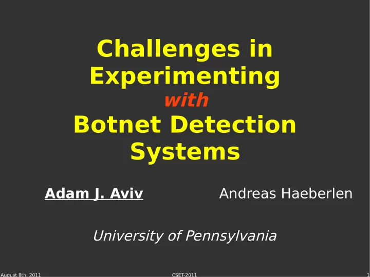 challenges in experimenting