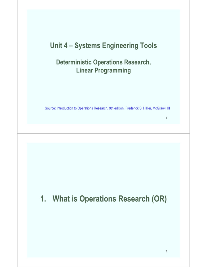 1 what is operations research or