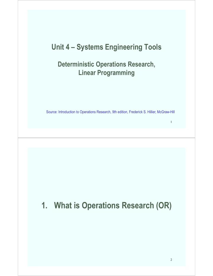 1 what is operations research or