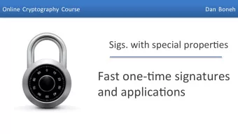 Fast  one-4me  signatures    and  applica4ons    Dan  Boneh