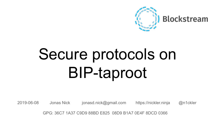 secure protocols on bip taproot