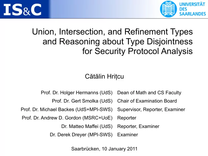 union intersection and refinement types and reasoning