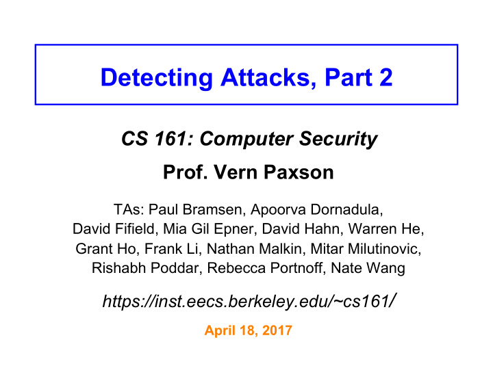 detecting attacks part 2