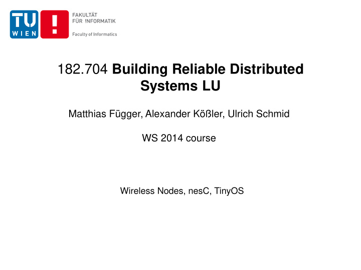 182 704 building reliable distributed systems lu