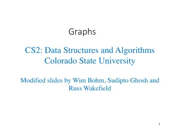 Graphs  CS2: Data Structures and Algorithms  Colorado State University  Modified slides by Wim