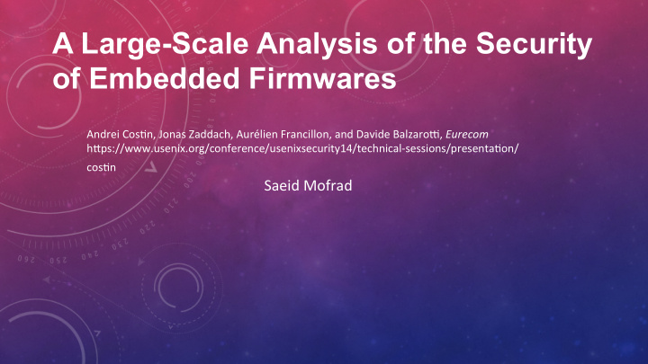 a large scale analysis of the security of embedded