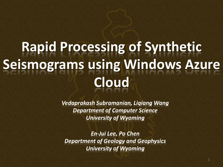 rapid processing of synthetic seismograms using windows