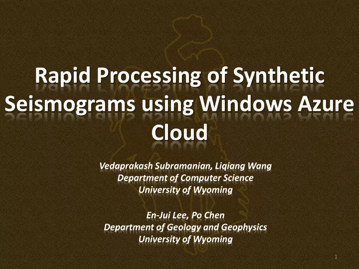 rapid processing of synthetic seismograms using windows