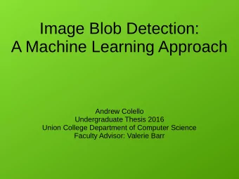 Image Blob Detection:  A Machine Learning Approach  Andrew Colello  Undergraduate Thesis 2016