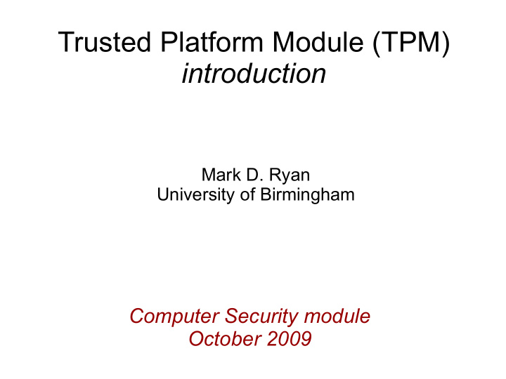 trusted platform module tpm introduction