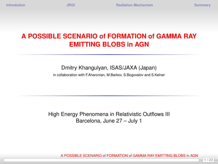 a possible scenario of formation of gamma ray emitting