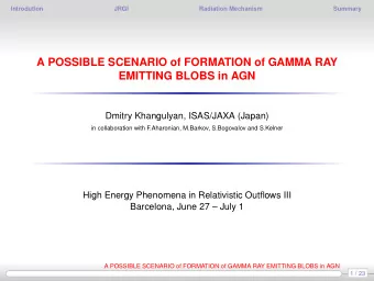 A POSSIBLE SCENARIO of FORMATION of GAMMA RAY  EMITTING BLOBS in AGN  Dmitry Khangulyan, ISAS/JAXA