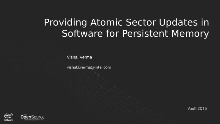 providing atomic sector updates in software for