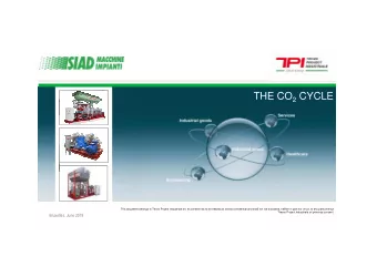 THE CO 2 CYCLE  This document belongs to Tecno Project Industriale srl. Its content has to be