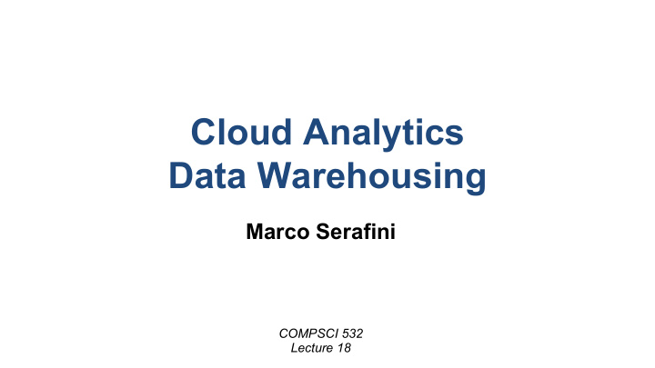 cloud analytics data warehousing