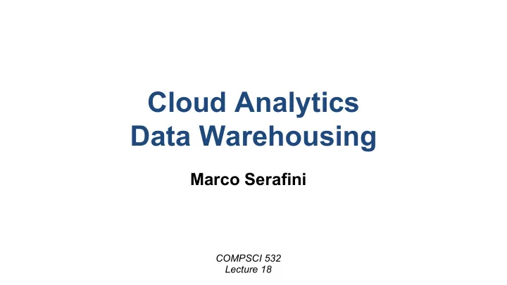 cloud analytics data warehousing