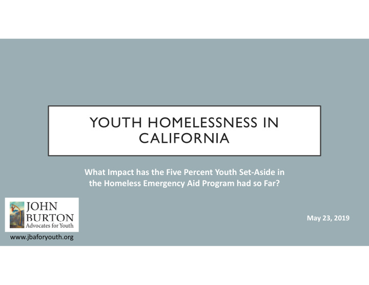 youth homelessness in california