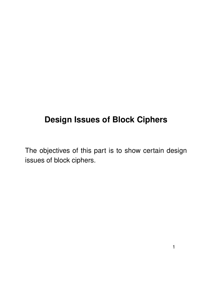 design issues of block ciphers