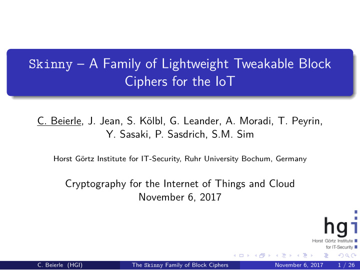 skinny a family of lightweight tweakable block ciphers
