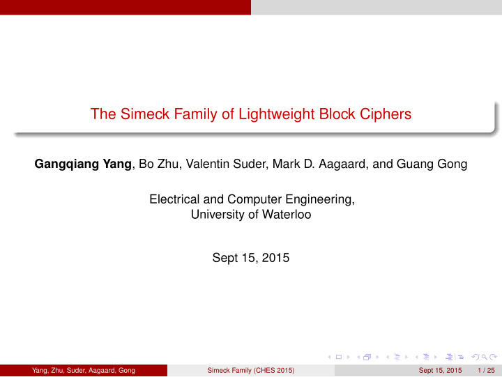 the simeck family of lightweight block ciphers