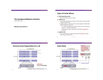 Types  of  Cache  Misses    Cold  (compulsory)  miss    Occurs  on
