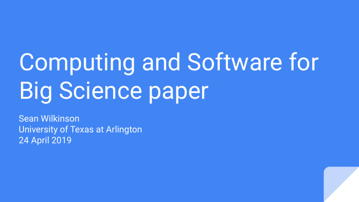 computing and software for big science paper