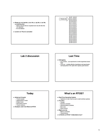 Lab 2 discussion  Last Time  Debugging  Its a science  use experiments to refine
