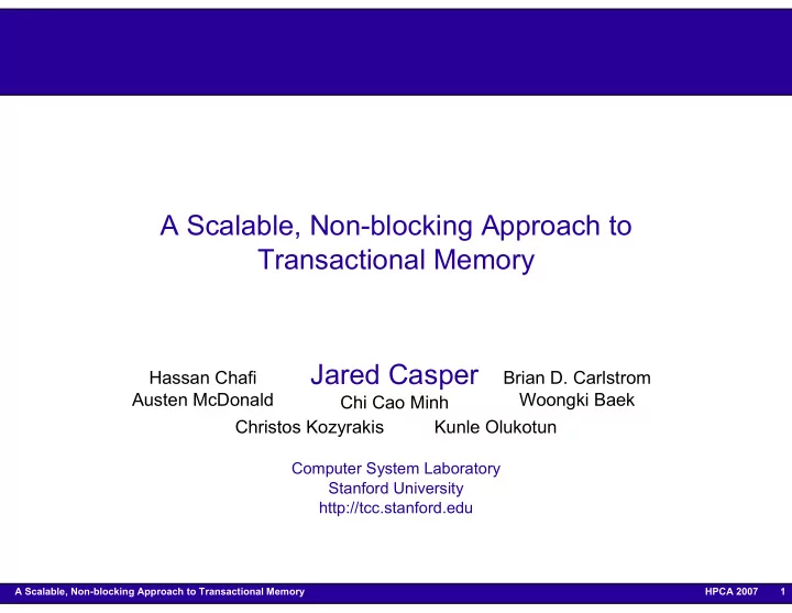 a scalable non blocking approach to transactional memory
