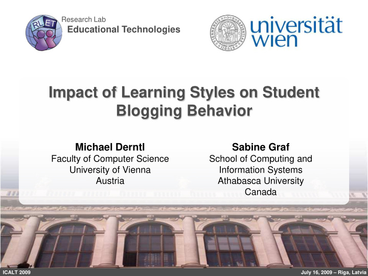 impact of learning styles on student blogging behavior
